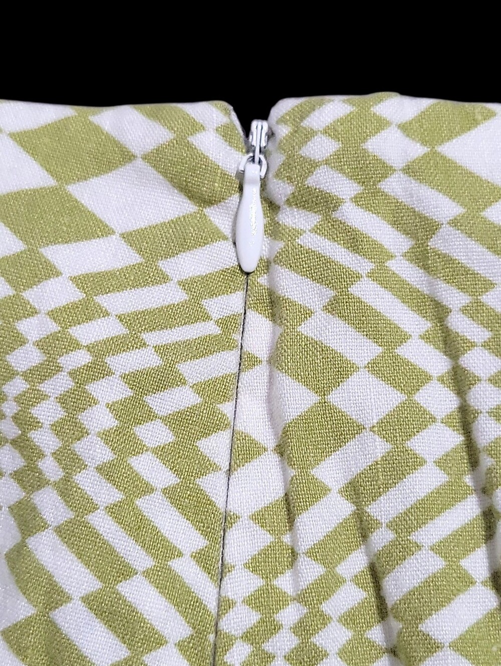 WAYF Green White Retro Checkerboard Flare Trouser Pants Size XS Linen Rayon - Picture 5 of 9